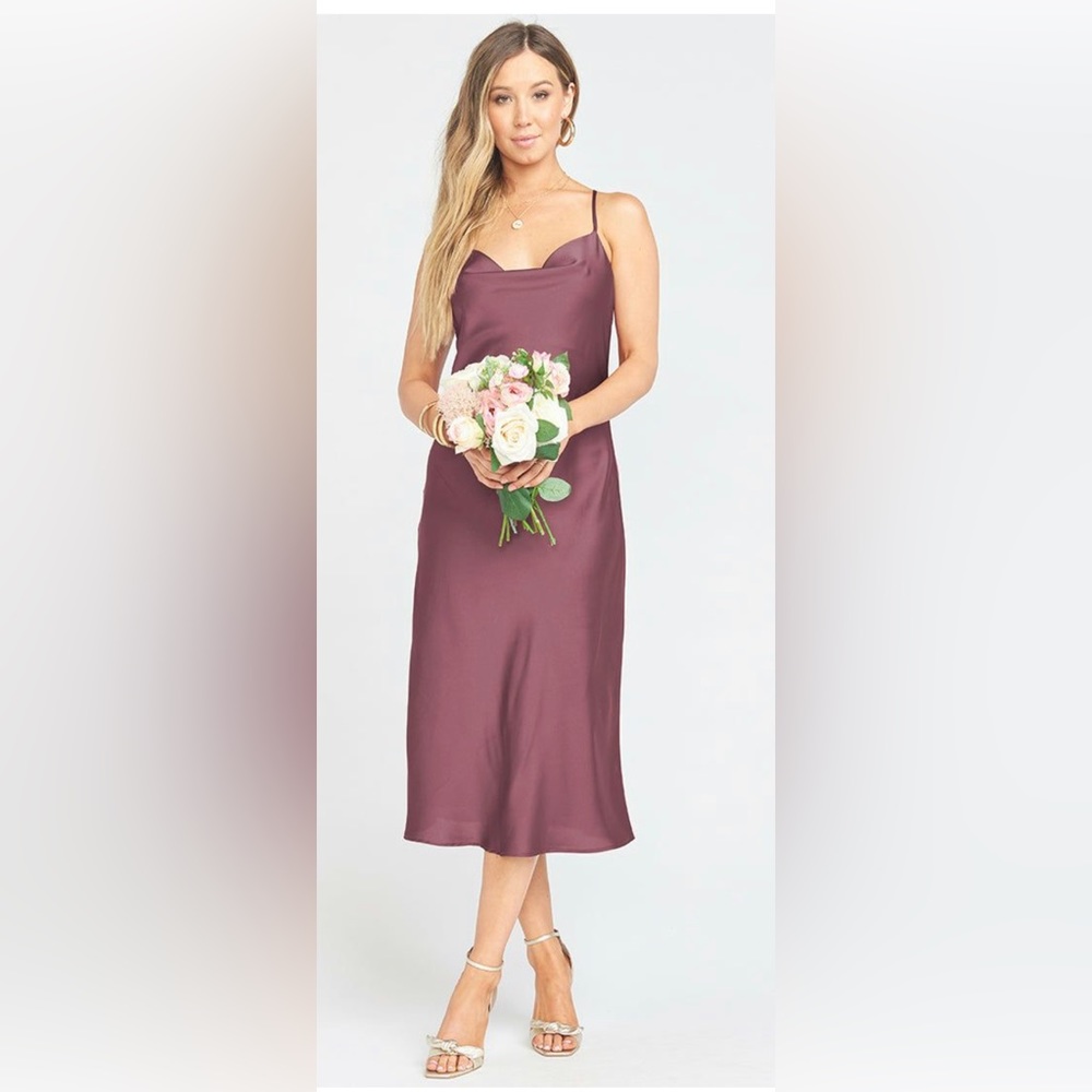 Show Me Your Mumu Midi | Verona Cowl Dress ~ Dusty Plum Luxe Satin